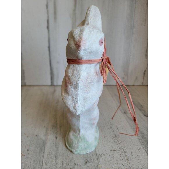 vintage Paper mache white Easter bunny‎ egg basket home decor spring vintage - Picture 3 of 8